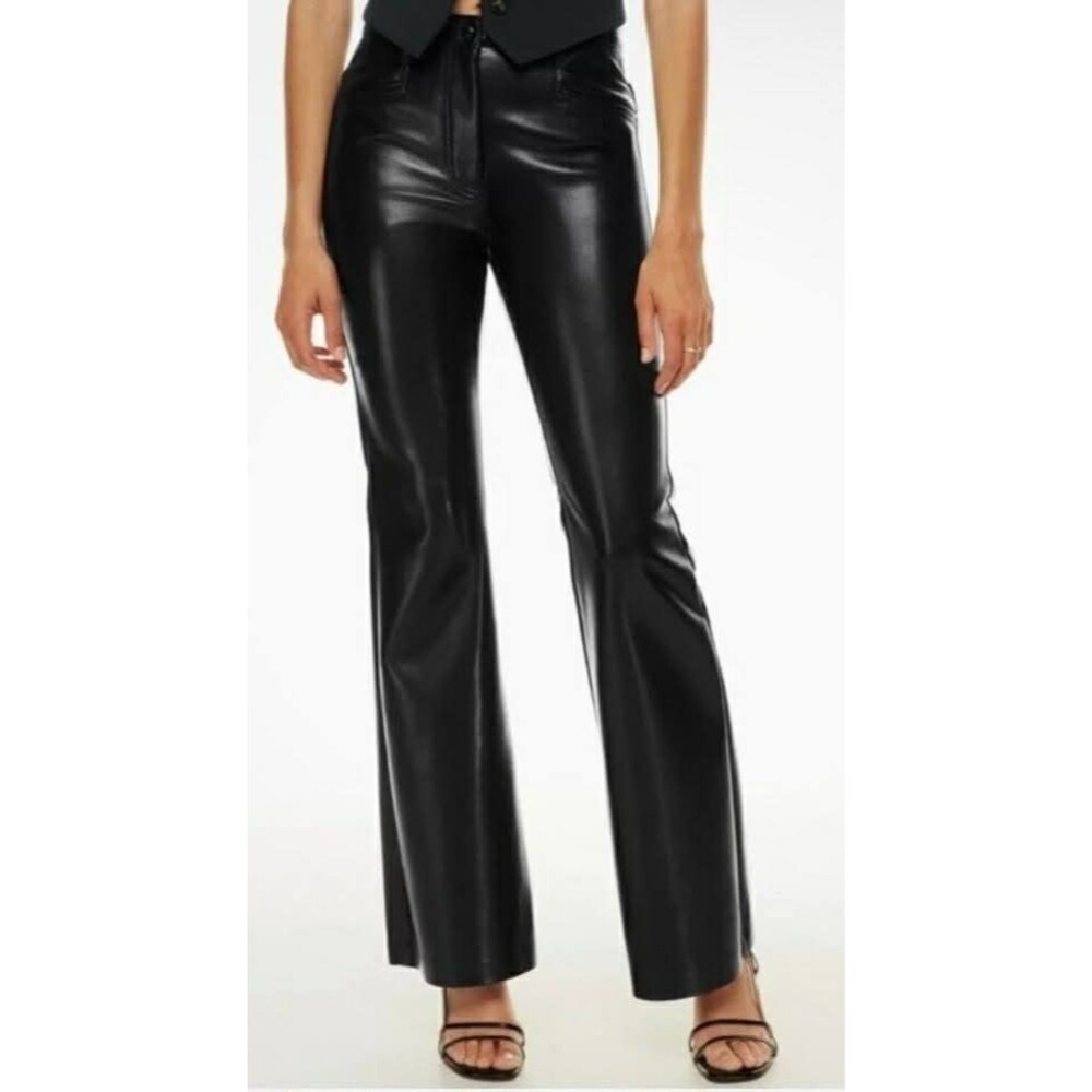 Wilfred 8 Vegan Faux Leather Bootcut Flared Pants Black Minimalist Night Out